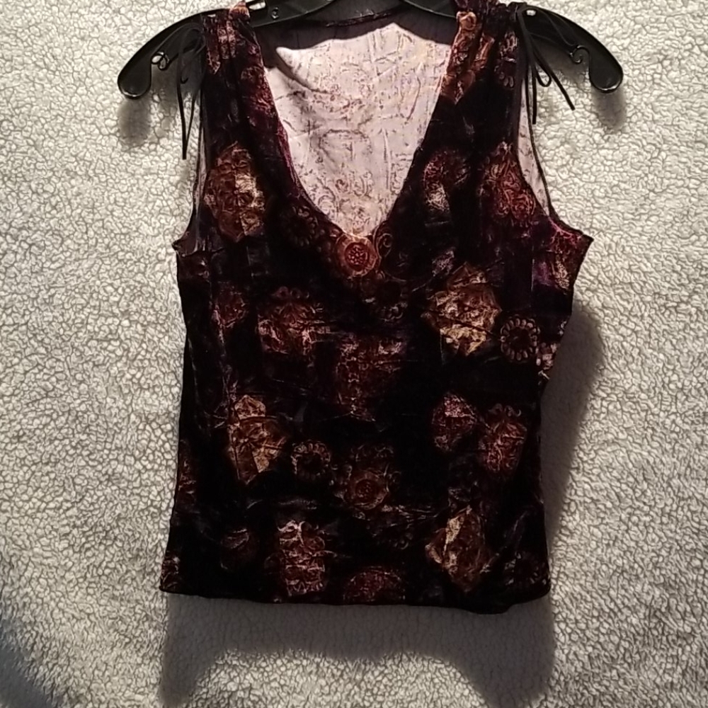 Pull over, brown short sleeved with V neck